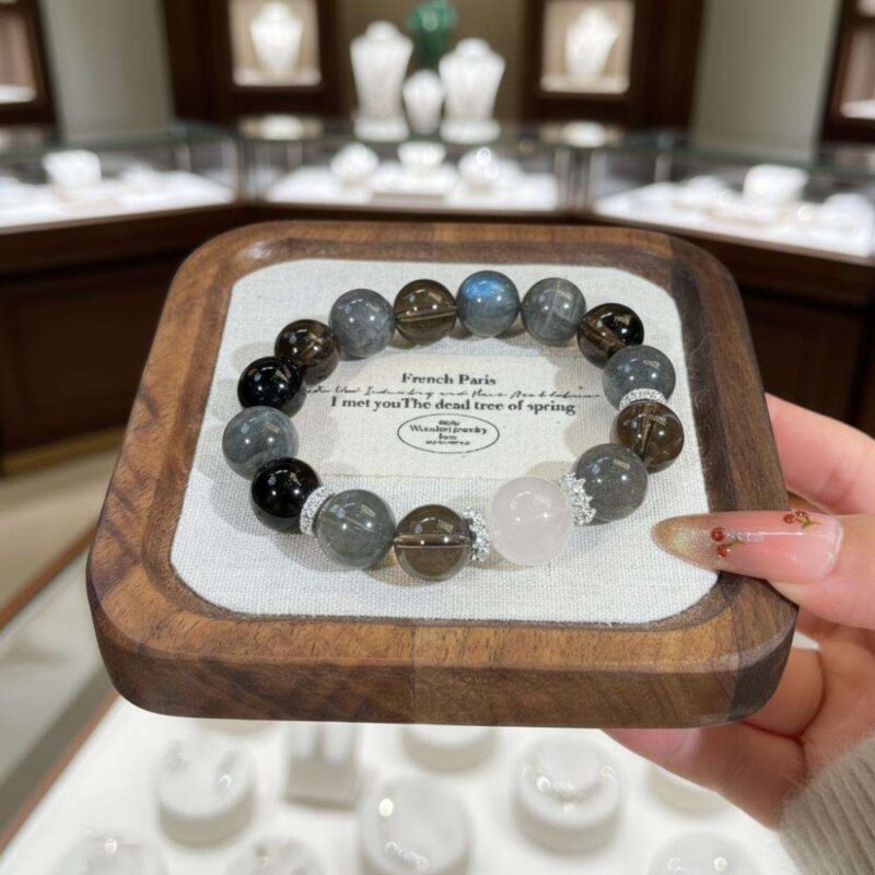 The Aquarius Zodiac feng shui bracelet shown with its elegant real shot.