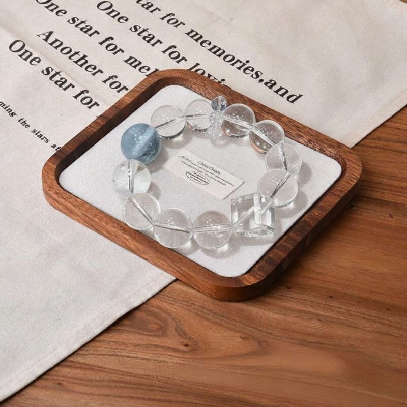 A close-up detail shot of the Clear quartz crystal bead on the Cancers Zodiac.