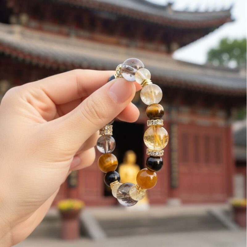 The Geng Metal Five Elements feng shui bracelet has undergone prayers and consecration at a temple.