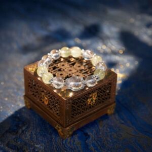 A Ji Earth crystal bracelet with clear quartz beads.