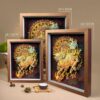 Side view of the 3D Chinese Paper Cutting Qilin frame revealing the depth of the paper layers and the high-quality gold silk walnut wood frame.