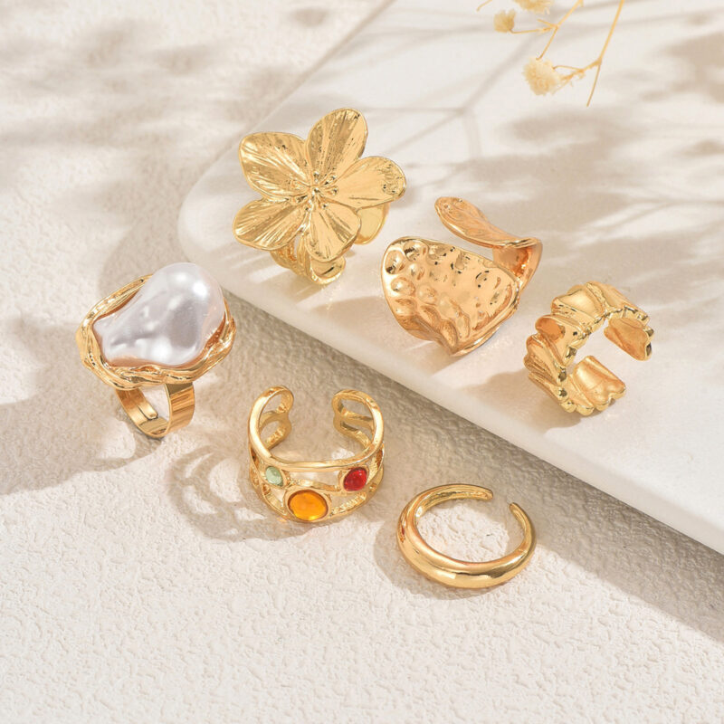 bohemian vintage gold ring set1