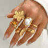 bohemian vintage gold ring set1 model
