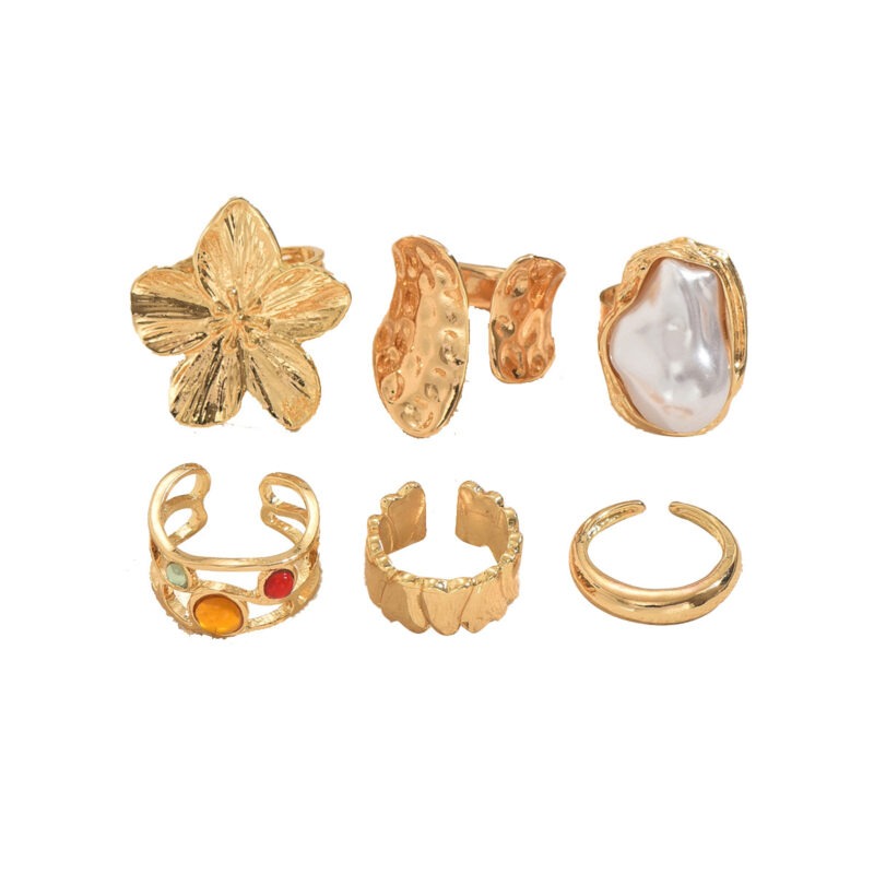 bohemian vintage gold ring set1 white
