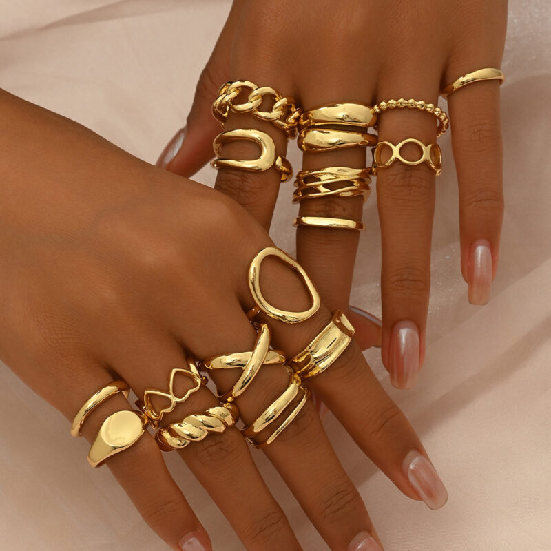 bohemian vintage gold ring set2 model