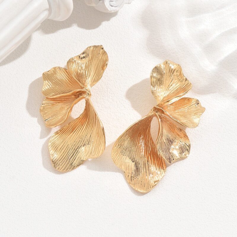 Chunky Gold Leaf Earrings