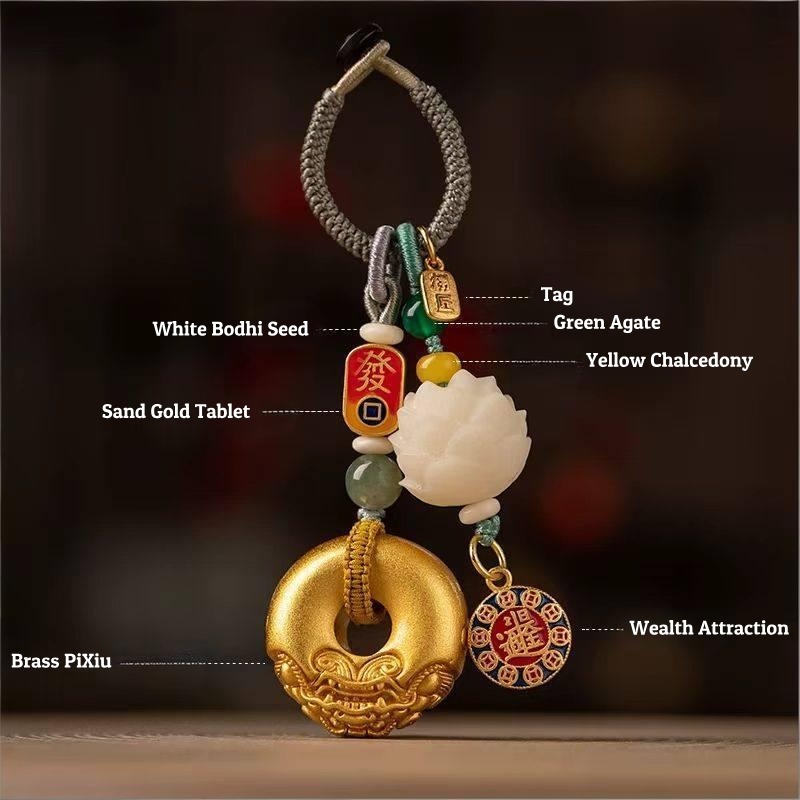 Lotus Flower Feng Shui Keychain description