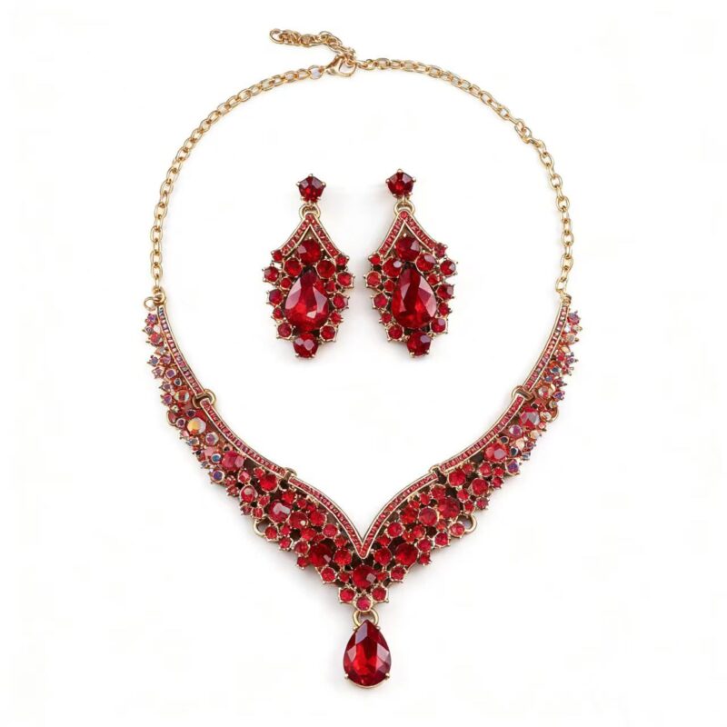 Luxury Crystal Glass Party Jewelry Set Fire2