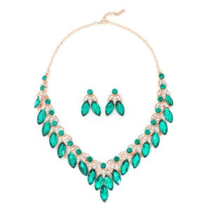 Luxury Crystal Glass Party Jewelry Set green detail