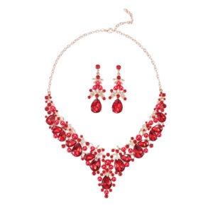 Luxury Crystal Glass Party Jewelry Set red