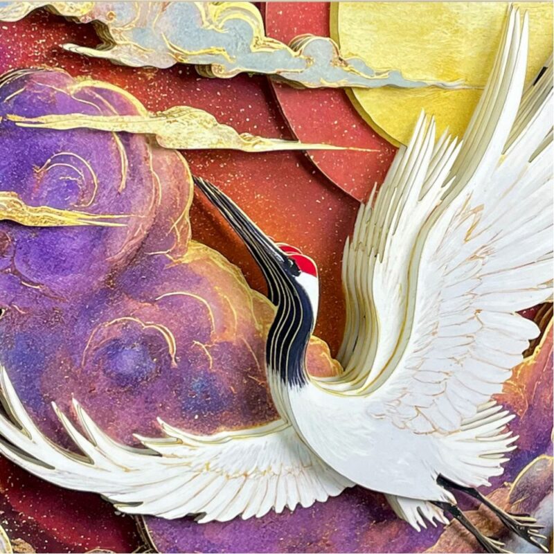 3D Chinese Paper Cutting Cloud Crane