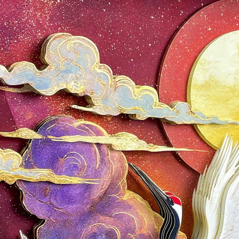 3D Chinese Paper Cutting Cloud Crane