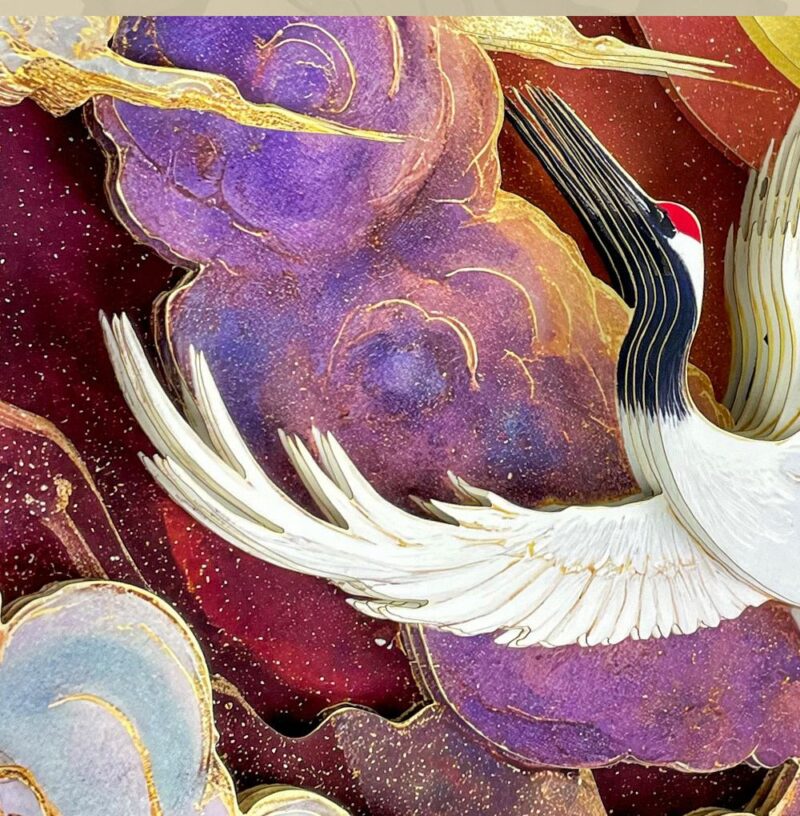 3D Chinese Paper Cutting Cloud Crane