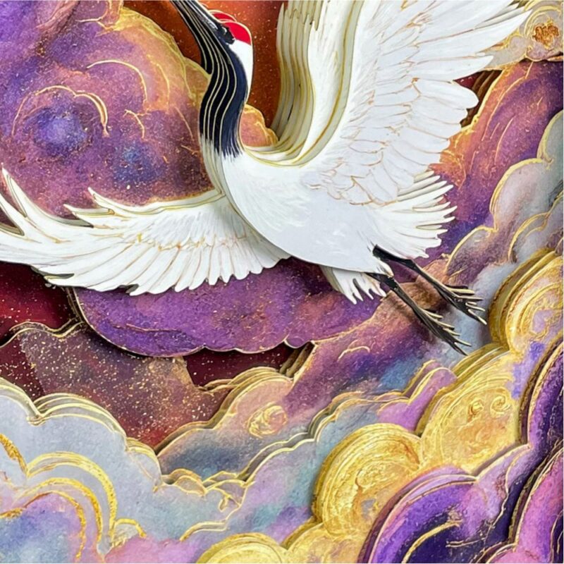 3D Chinese Paper Cutting Cloud Crane
