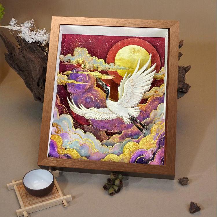 3D Chinese Paper Cutting Cloud Crane