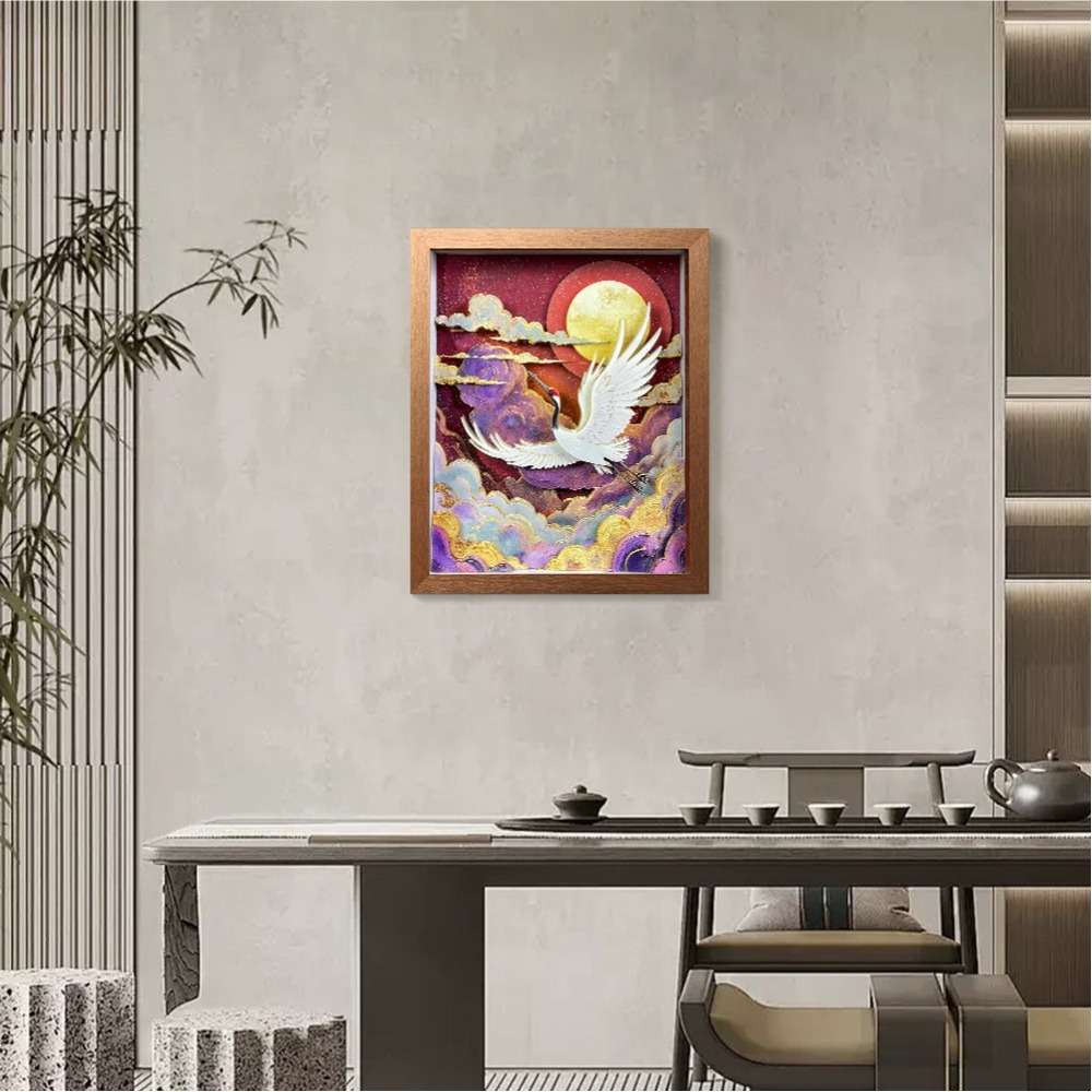 3D Chinese Paper Cutting Cloud Crane