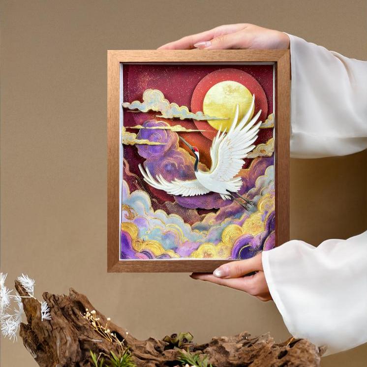 3D Chinese Paper Cutting Cloud Crane