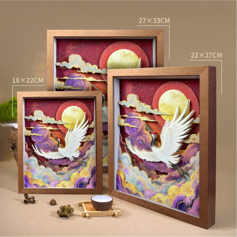 3D Chinese Paper Cutting Cloud Crane