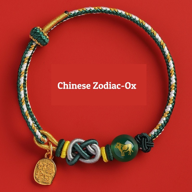 Buddha Stones Chinese Zodiac String Ox