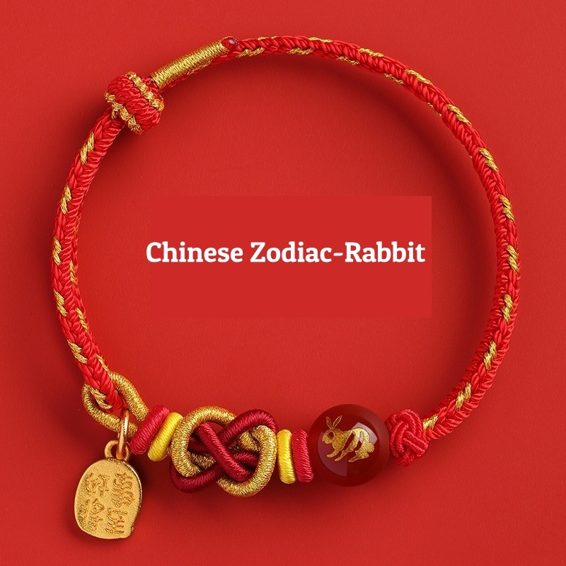 Buddha Stones Chinese Zodiac String rabbit