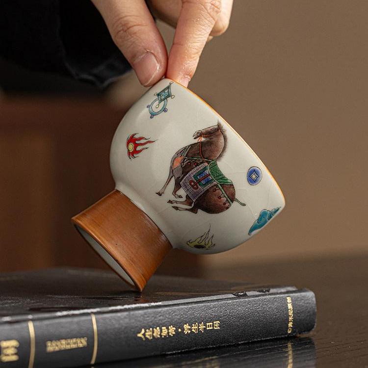 Buddha Stones Ru Kiln Tang Horse Cup