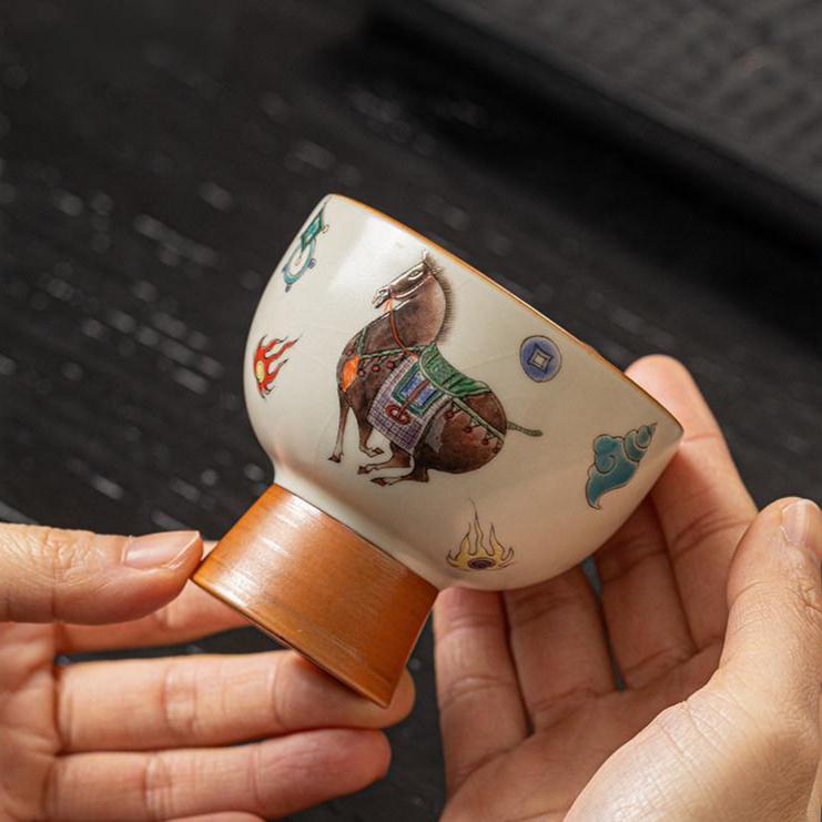 Buddha Stones Ru Kiln Tang Horse Cup