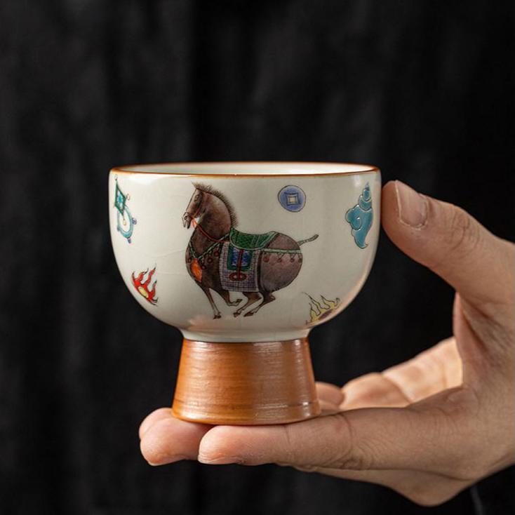 Buddha Stones Ru Kiln Tang Horse Cup