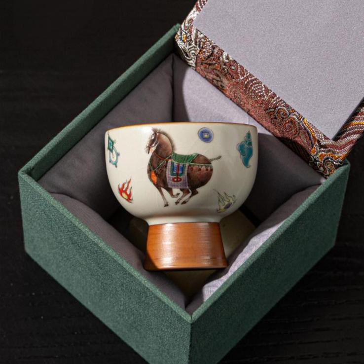 Buddha Stones Ru Kiln Tang Horse Cup