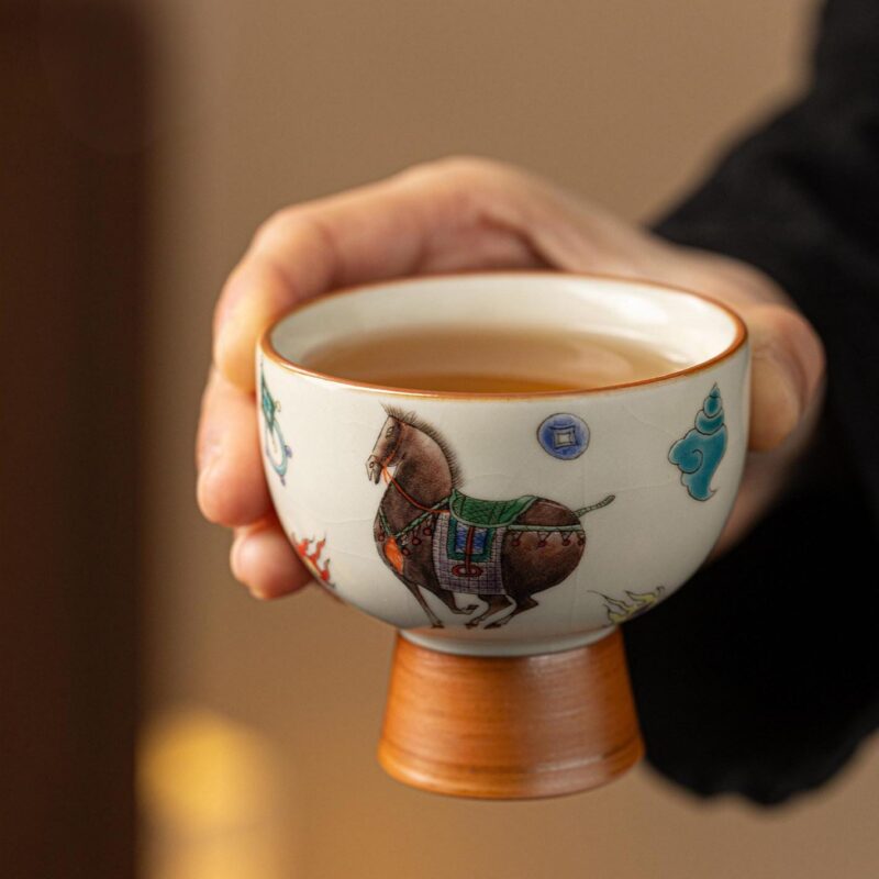 Buddha Stones Ru Kiln Tang Horse Cup