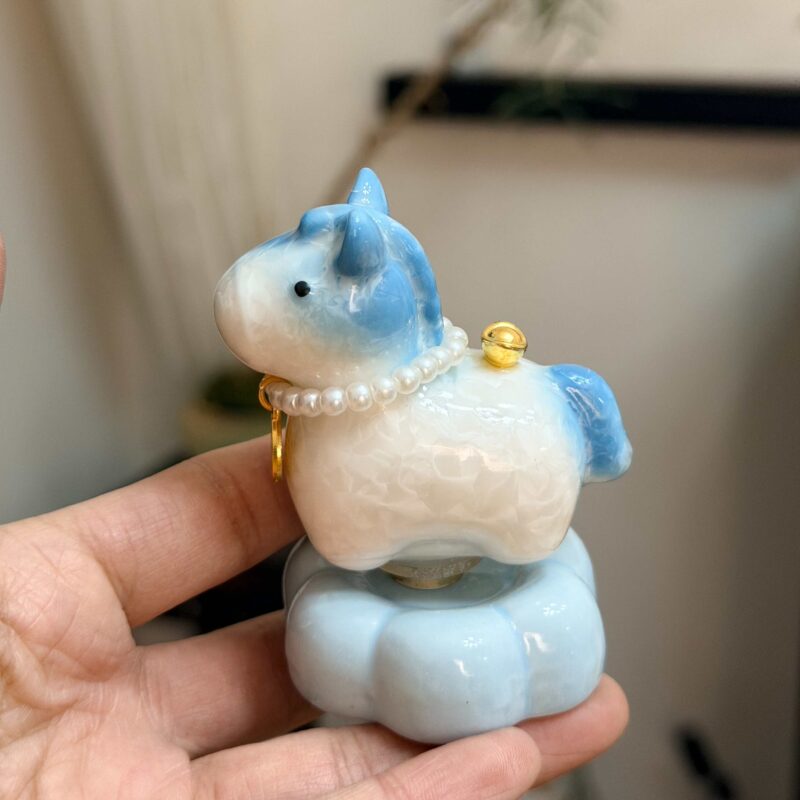 Lucky Ceramic Horse Figurine Blue