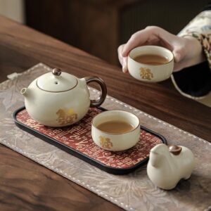 Ru Kiln One Pot Two Cups Tea Set Gift Box cover