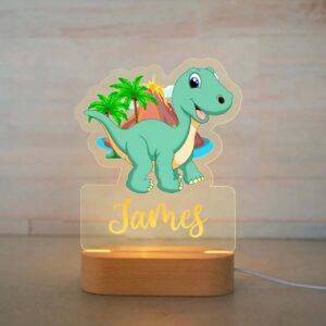 Personalized Kids Night Light Custom Name Lamp - Dinosaur Style