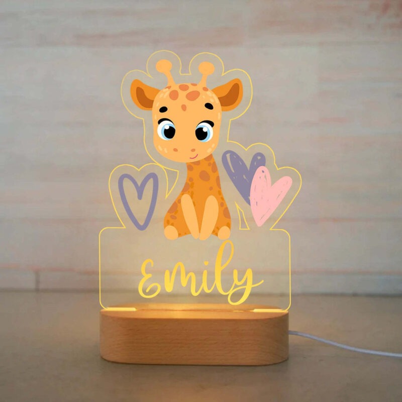 Personalized Kids Night Light Custom Name Lamp - Giraffe Style