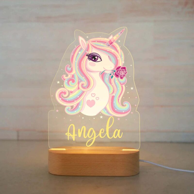 Personalized Kids Night Light Custom Name Lamp - Rainbow Style