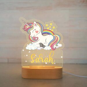 Personalized Kids Night Light Custom Name Lamp - Unicorn Style