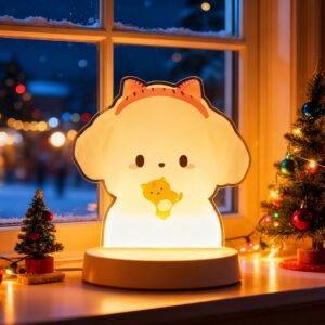 Custom Puppy Night Light Bichon Frise with Headband
