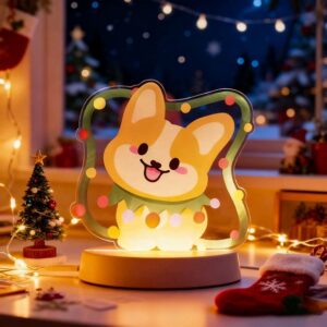 Custom Puppy Night Light Christmas Scarf Corgi